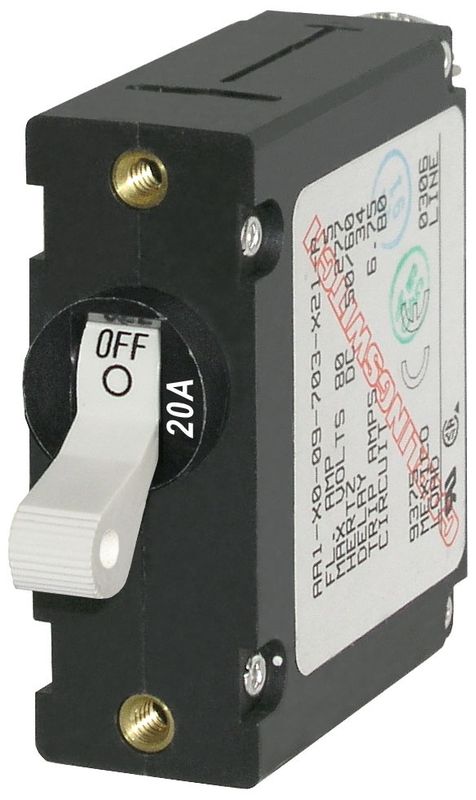 A-Series White Toggle Circuit Breaker - Single Pole 20A  (7214)