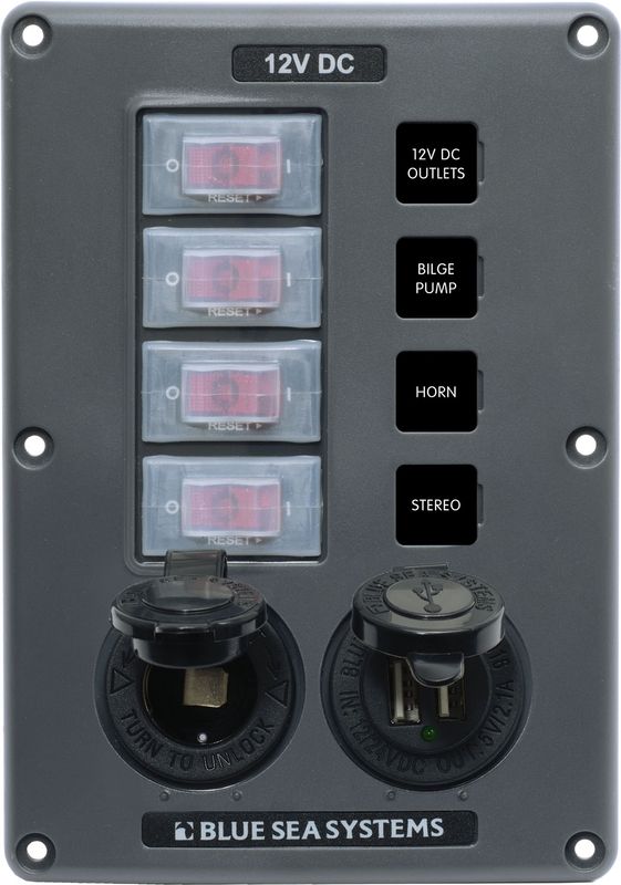 Switch Panel 4 position  With 12 Volt Socket and Dual USB Charger(4321 )