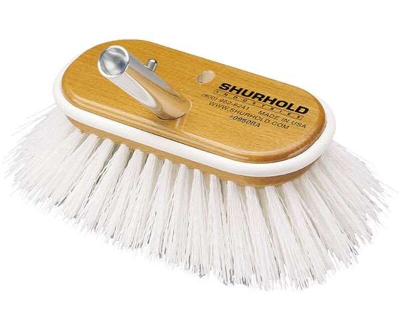 Deck Brush 6"  With Extra Stiff White Polypropylene Bristles