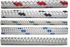 Double Braid Polyester 3/16" (4.8mm) White with Blue Trace /foot”