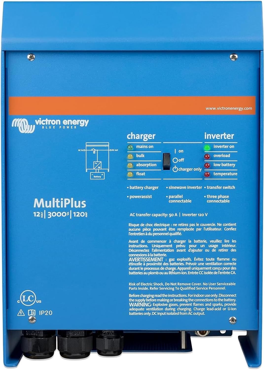 Energy MultiPlus 3000VA 12-Volt Pure Sine Wave Inverter and Battery Charger (PMP122301102)