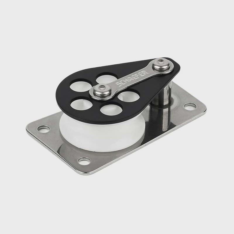 Poulie à Plaquer Simple  37 mm  Base Plate en Aluminium  Rea en Delrin (303-09)
