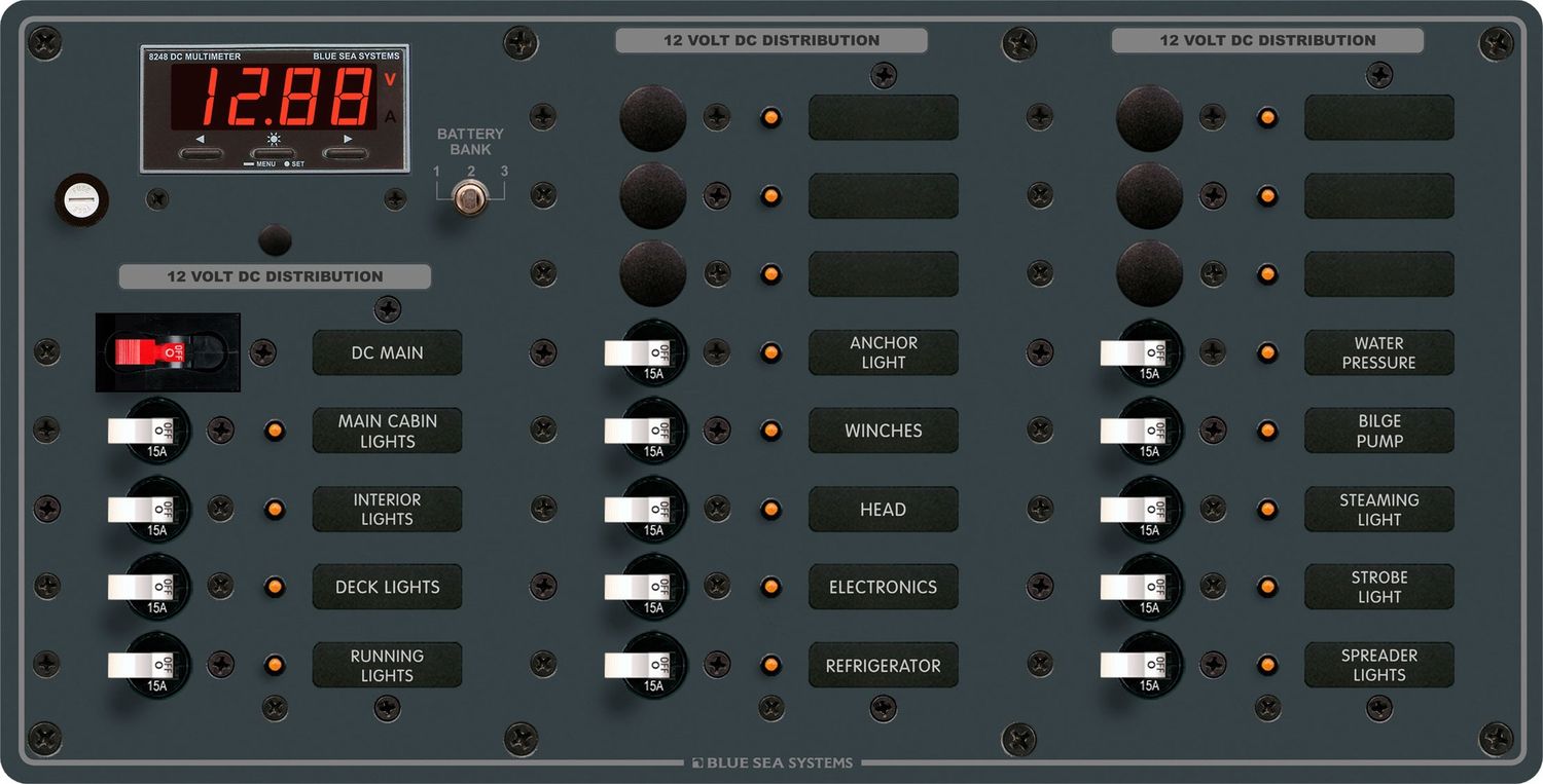 DC Main  Panel + 20 Positions  White Toggles (8379)