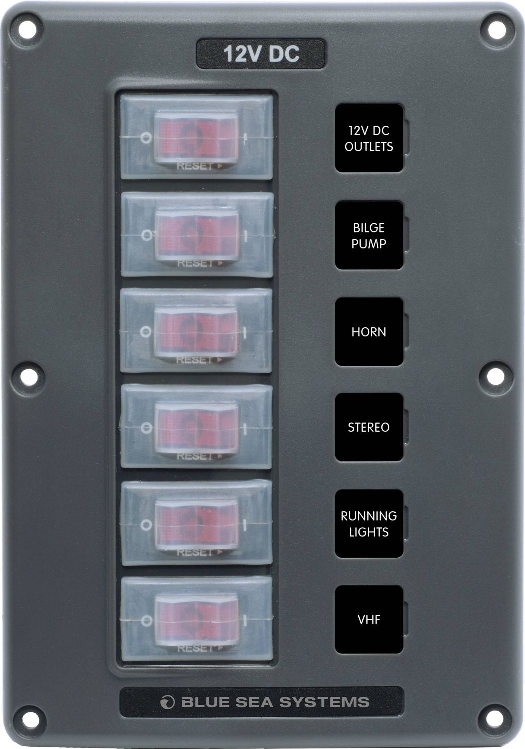 Water-Resistant Circuit Breaker Switch Panel - Gray 6 Positions  (4322)