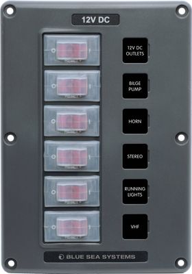 Water-Resistant Circuit Breaker Switch Panel - Gray 6 Positions (4322) Water-Resistant Circuit Breaker Switch Panel - Gray 6 Positions (4322)