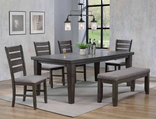 Bardstown Dining Set w/Bench, Size: 2152 (Dining Height), Color: GY (Grey), Style: 6 Chairs
