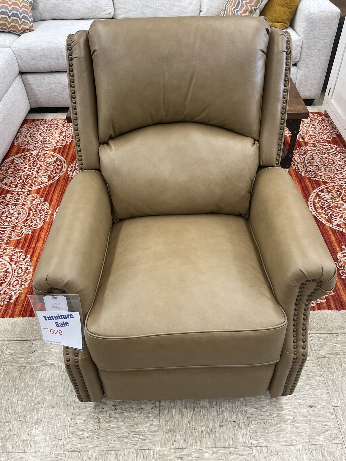 RE5259-Camel-Leather Recliner/M