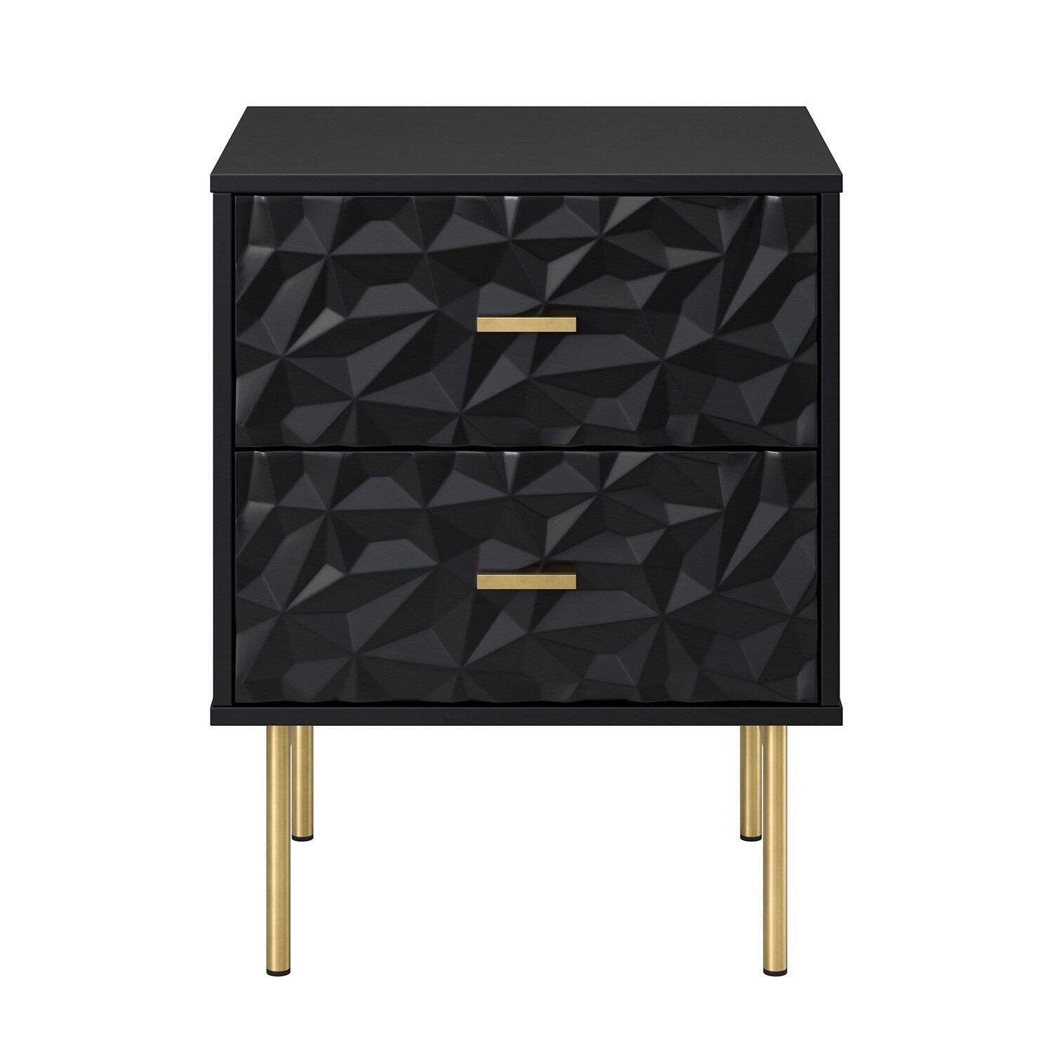 NSSD0728-BLK Taco 2 Drawer Nightstand