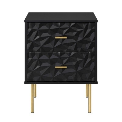 NSSD0728-BLK Taco 2 Drawer Nightstand