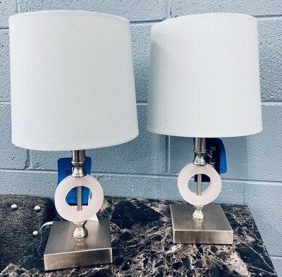 Stainless/White Lamp Set
