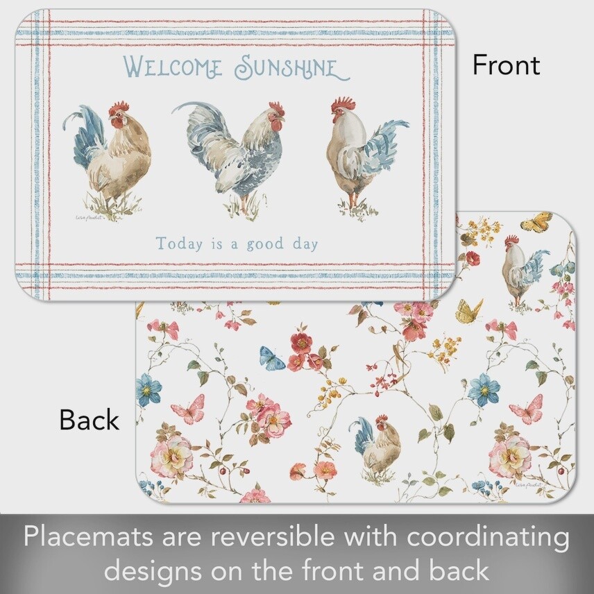 Reversible Placemats, Color: Country Side Roosters