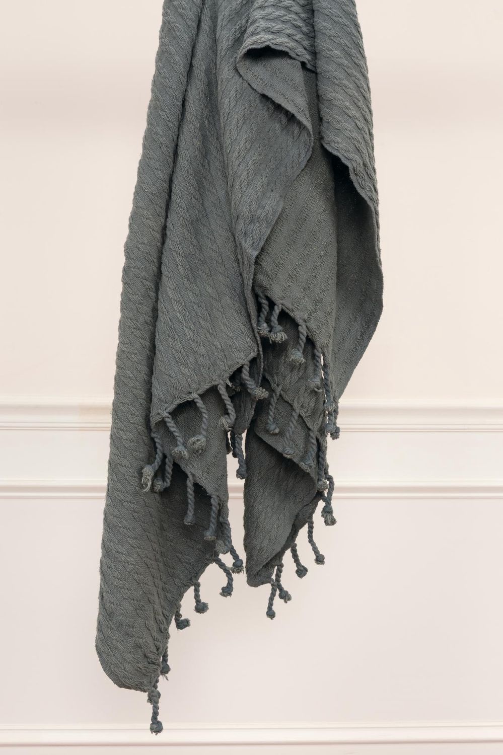 TH0586 Dark Grey Cotton Throw Blanket