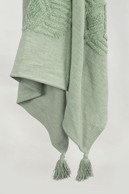 TH0918 Green Cotton Throw Blanket