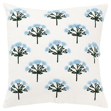 T20507 20x20 Ivory Blue Flower Pillow