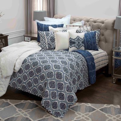 BQ4212 Navy Pattern Quilt