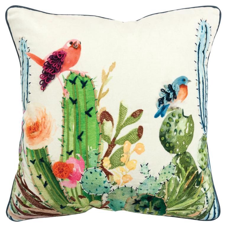 T-16249 Multi Colored Birds Pillow