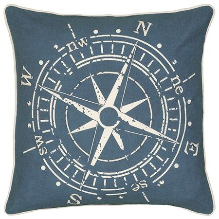 T-06392 Blue Compass Pillow