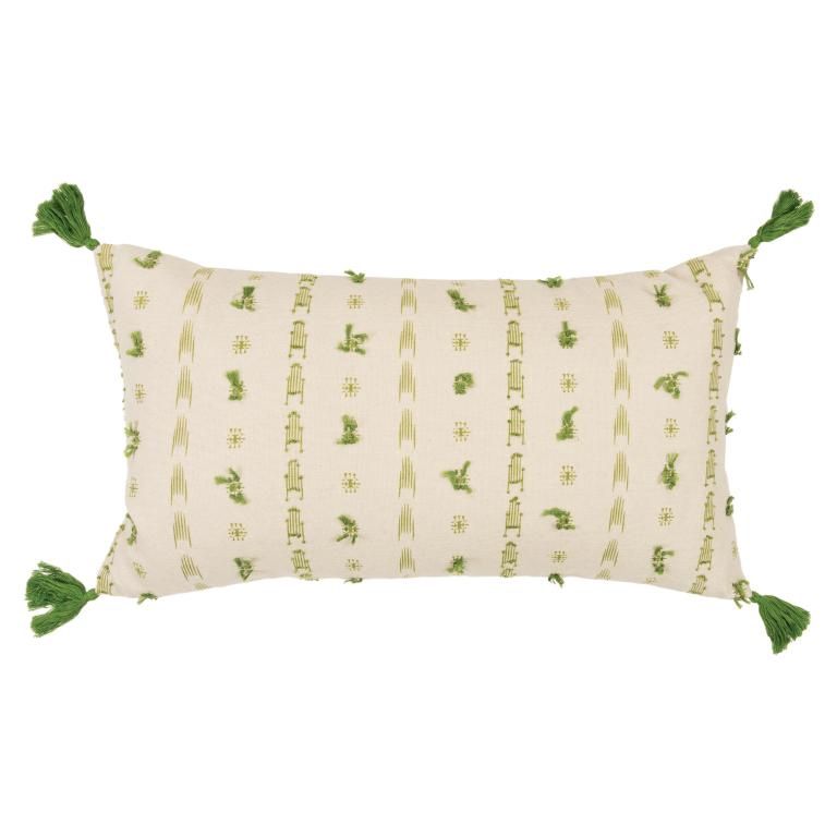 T-16391 Natural With Green Pattern Pillow
