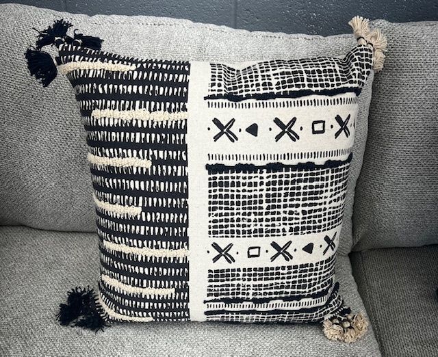 T-16955 Natural With Blue Pattern Pillow