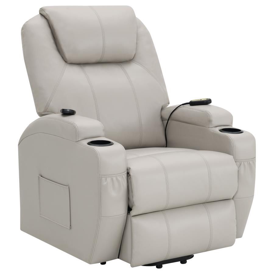 Sanger Upholstered Power Lift Recliner, Color: Champagne