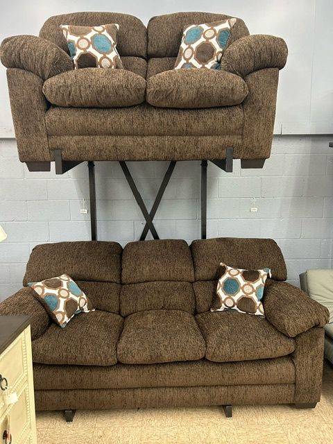 GHF 12 Brown Sofa Loveseat Set