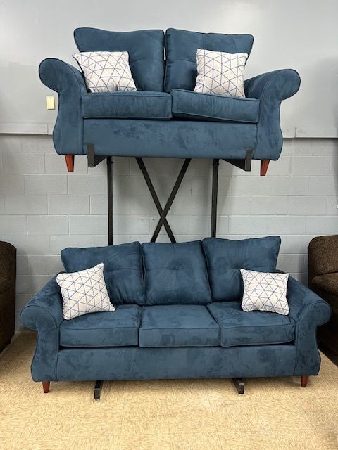 GHF 22 Blue Sofa and Loveseat