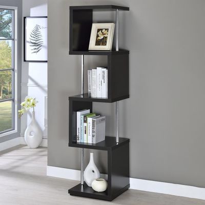 Baxter 4-Shelf Bookshelf Black &amp; Chrome