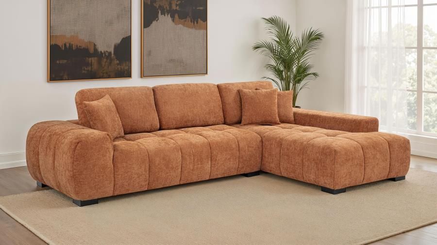 Octavia Upholstered Sectional Chaise Sofa Orange