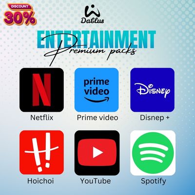 🎬 Netflix Premium Subscription
Unlock endless entertainment with Netflix Premium! Enjoy ultra HD streaming, exclusive shows, blockbuster movies, and much more. Watch anytime, anywhere, on multiple devices. Perfect for binge-watchers and movie lovers!

Features: 4K Ultra HD, multiple profiles, ad-free.
Delivery: Instant activation.
Support: 24/7 customer service.
🎥 Amazon Prime Video Premium
Experience the best of entertainment with Amazon Prime Video! Watch award-winning series, trending movies, and exclusive originals in high-definition. Perfect for family and solo viewing.

Features: HD streaming, download &amp; watch offline, family sharing.
Delivery: Fast and hassle-free.
Support: Available 24/7.
✨ Disney+ Premium Subscription
Step into a magical world with Disney+! Stream Disney classics, Marvel, Star Wars, Pixar, and National Geographic in stunning quality. The ultimate choice for family fun and fantasy fans!

Features: 4K HDR, simultaneous streams, exclusive content.
Delivery: Quick and reliable.
Support: Round-the-clock assistance.
🎭 Hoichoi Premium Subscription
Enjoy the best Bengali entertainment with Hoichoi! Watch exclusive web series, classic films, and new releases with seamless streaming. Your gateway to unlimited Bengali content!

Features: HD streaming, subtitles, ad-free.
Delivery: Instant activation.
Support: 24/7 availability.
🎵 YouTube Premium Subscription
Elevate your YouTube experience! Ad-free videos, offline downloads, background play, and exclusive YouTube Originals. Plus, enjoy YouTube Music Premium for unlimited tunes.

Features: Ad-free, download offline, background play.
Delivery: Fast and secure.
Support: 24/7 assistance.
🎶 Spotify Premium Subscription
Discover your soundtrack to life with Spotify Premium! Ad-free music, unlimited skips, offline downloads, and personalized playlists for every mood. Perfect for music lovers!

Features: Ad-free, offline listening, high-quality audio.
Delivery: Immediate setup.
Support: Always here for you, 24/7.
Why Choose Dablus?

💳 Affordable prices.
🚚 Instant delivery.
🕒 24/7 support.
✅ Trusted and reliable service.
📞 Contact Us: 09638489626
✉️ Email: dablus.shop@gmail.com
🌐 Website: dablus.company.site