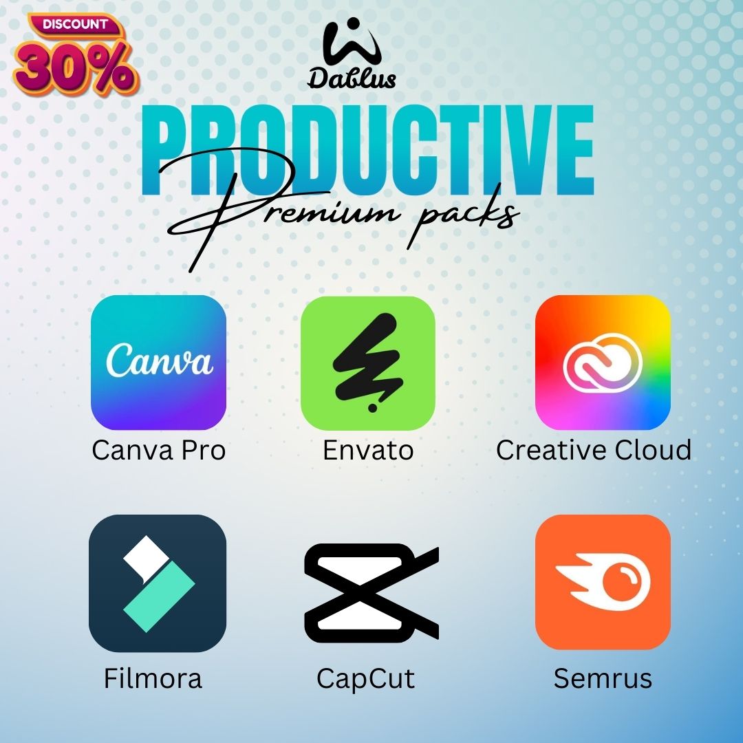 Unleash Your Creativity with Our Premium Digital Tools!

Explore the ultimate collection of premium subscriptions at unbeatable prices! Whether you&#39;re a creative professional, a content creator, or a marketer, we have the perfect tools to elevate your work. 💼✨

🌟 Our Top Products:
1. Canva Pro
Design made easy! Create stunning graphics, social media posts, presentations, and more with thousands of templates, premium assets, and advanced features. Perfect for beginners and professionals alike!

2. Envato Elements
Access unlimited downloads of high-quality assets, including stock photos, videos, templates, fonts, and more. Everything you need to bring your creative projects to life is just a click away!

3. Adobe Creative Cloud
Experience industry-leading software like Photoshop, Illustrator, Premiere Pro, and more. Designed for photographers, video editors, and graphic designers, Adobe Creative Cloud offers unparalleled creative possibilities.

4. Filmora Premium
Edit your videos effortlessly with Filmora! Add effects, transitions, and audio tracks to create professional-grade videos. A user-friendly interface makes it ideal for all skill levels.

5. CapCut Premium
Elevate your mobile video editing with CapCut Premium. Enjoy advanced features like keyframe animation, overlays, and premium effects to produce eye-catching content for TikTok, Instagram, and YouTube.

6. SEMrush
Dominate the digital marketing game! SEMrush offers powerful tools for SEO, keyword research, competitive analysis, and more to help you grow your online presence and boost traffic.

Why Choose Us?
✅ Affordable Prices – Premium tools at budget-friendly rates.
✅ Fast Delivery – Get instant access to your subscriptions.
✅ 24/7 Customer Support – We’re here to help anytime.
✅ Trusted Service – 100% genuine products with full warranty.

📞 Call Us Now: 09638489626
✉️ Email: dablus.shop@gmail.com
🌐 Website: dablus.company.site
📍 Location: Gazipur, Dhaka, Bangladesh

🚀 Transform your ideas into reality with the best digital tools at your fingertips. Order today and start creating like a pro!
#CanvaPro #EnvatoElements #AdobeCreativeCloud #Filmora #CapCutPremium #SEMrush #CreativeTools #DigitalSubscriptions #Dablus #FastDelivery