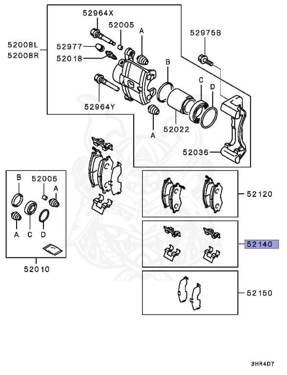 MR389599 - ​Montageclipsatz, Bremssattel vorne 15" - NEU