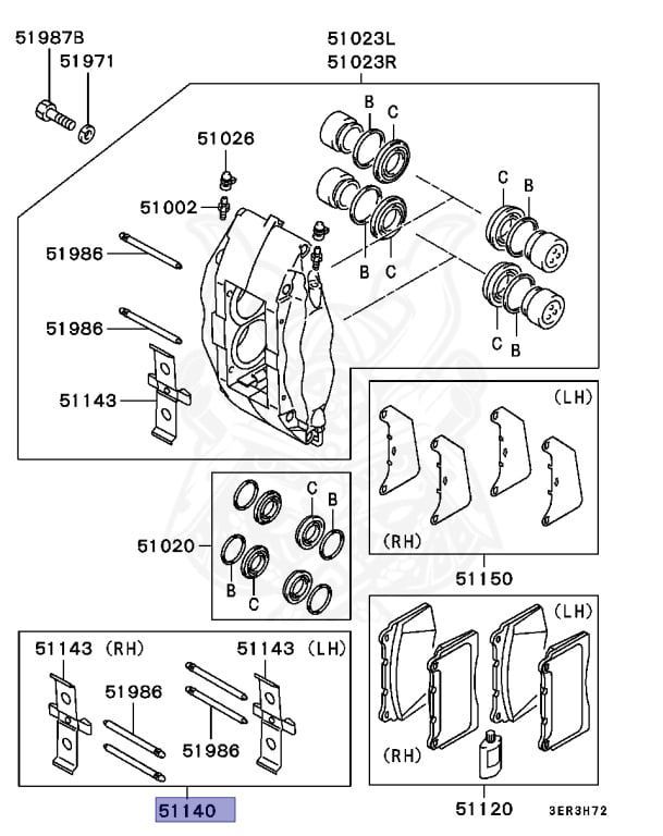 MR407373 - Montageclipsatz, Bremssattel VA 17"