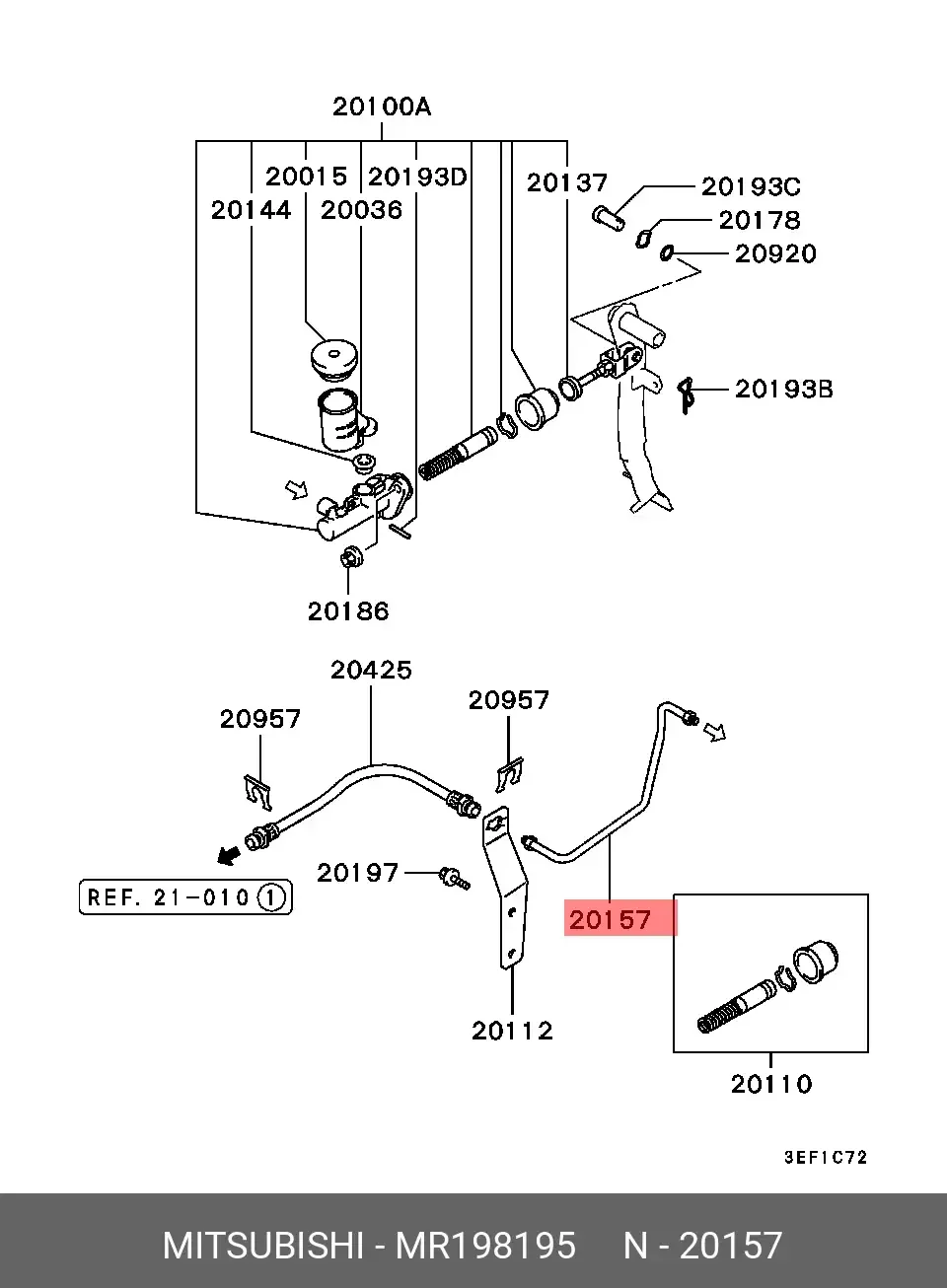 MR198195 - Leitung, Kupplungsgeberzylinder - NEU