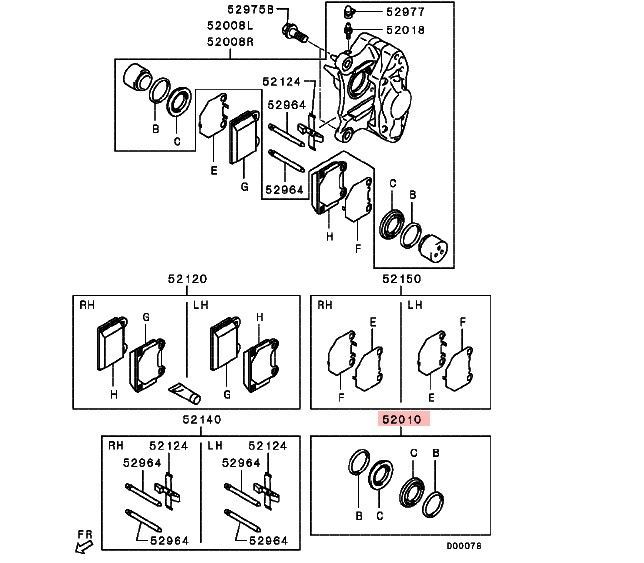 MR407390 - Bremssattel Reparatursatz Brembo, hinten - NEU
