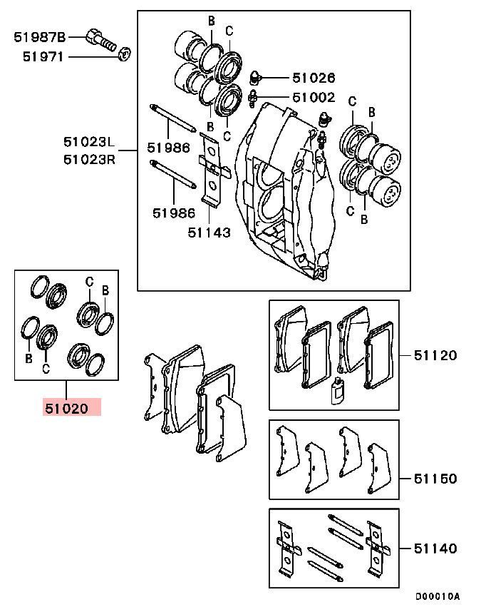 MR407375 - ​​Bremssattel Reparatursatz Brembo, vorne​ - NEU