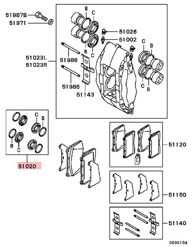MR407375 - ​​Bremssattel Reparatursatz Brembo, vorne​ - NEU