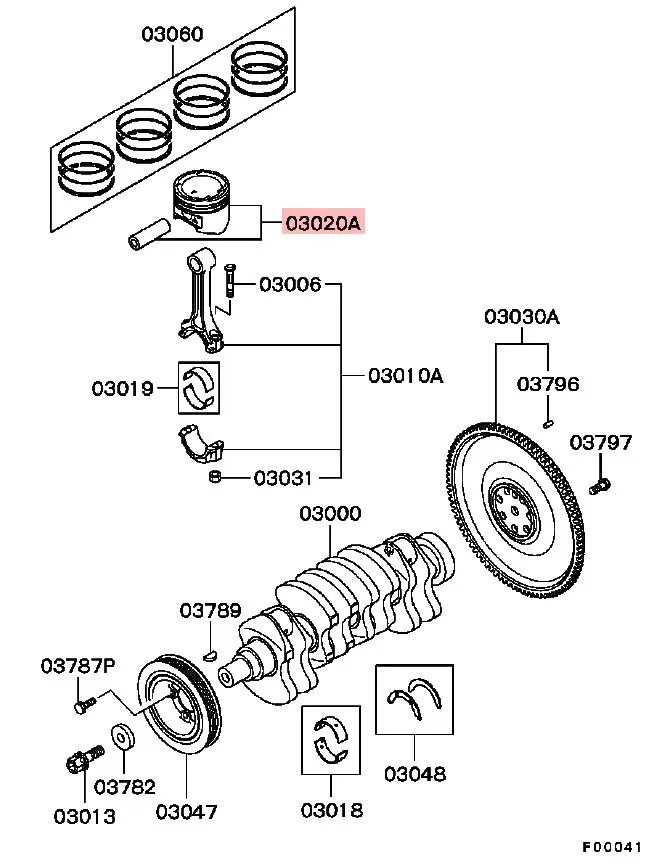 1110A227 + MN155261 - Kolben + Ringe Übermaß +1,00mm - NEU