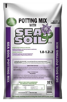 Sea Soil Potting Mix 1.8-1.2-.2 NPK, 32 Liters
