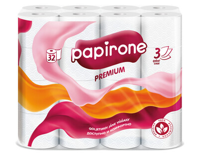 Туалетная бумага «Papirone» по 32 шт. 3 слоя