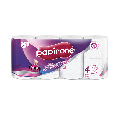 Туалетная бумага «Papirone VELVET» AROMA по 8 шт. 4 слоя