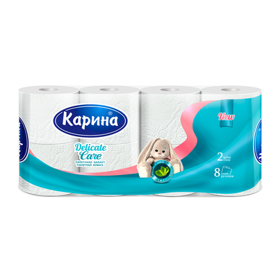 Туалетная бумага «Карина Delicate Care» б/о 8 шт 2 сл 