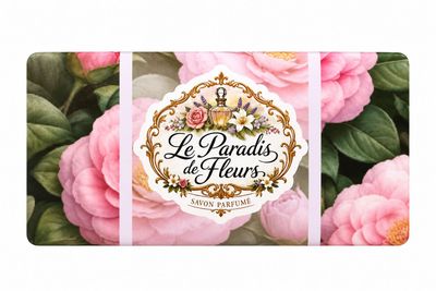 Парфюмерное мыло Le Paradis de Fleurs Pivoine Royale 250 г. с пенной сеточкой для мытья тела