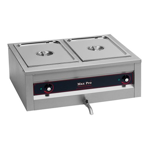 2x 1/1GN bain marie met aftapkraan