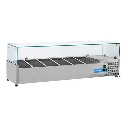 Saladette met glazen opbouw
