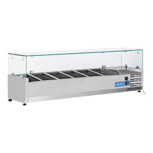 Saladette met glazen opbouw