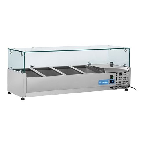 Saladette met glazen opbouw