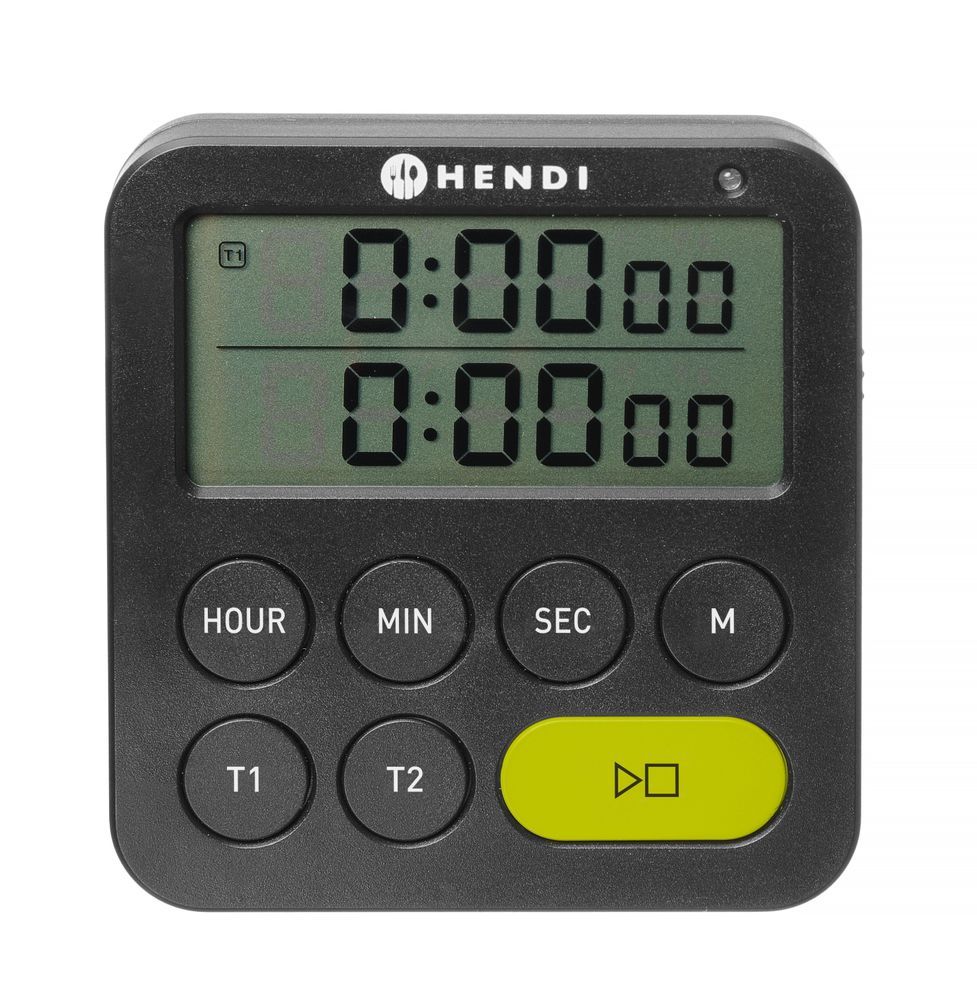 Timer dubbel, HENDI, Zwart, 82x20x(H)86mm