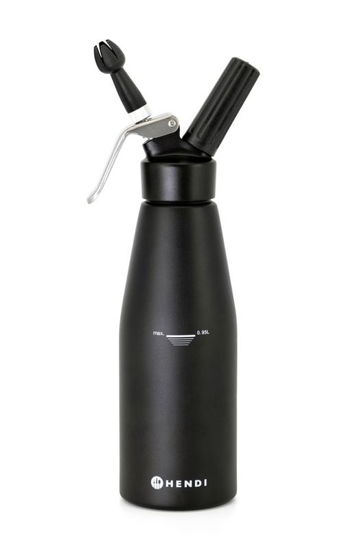 Slagroomapparaat Kitchen Line zwart, HENDI, Kitchen Line, 0,95L, Zwart, ⌀95x(H)320mm
