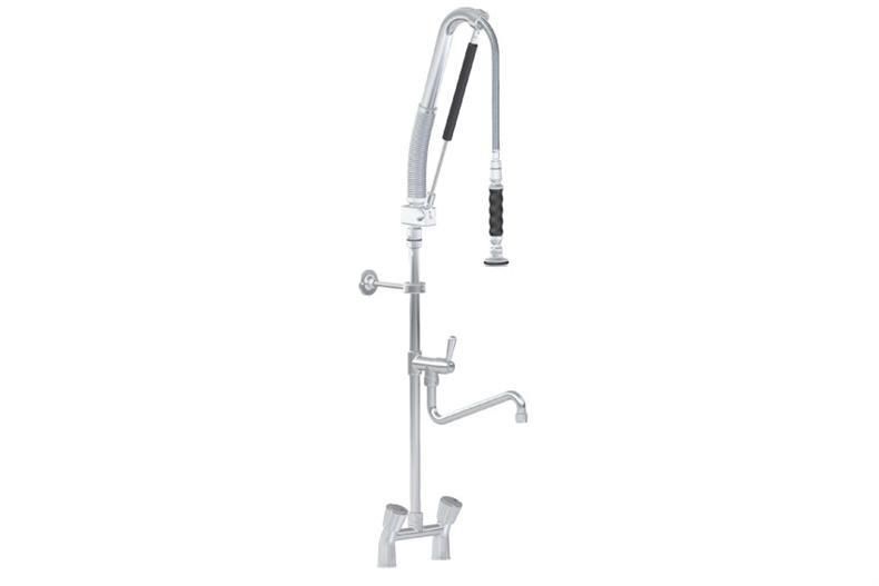 DUBBELGATS VOORSPOELDOUCHE TAFELMODEL INCL KWARTSLAG TUSSENKRAAN - MET POMP