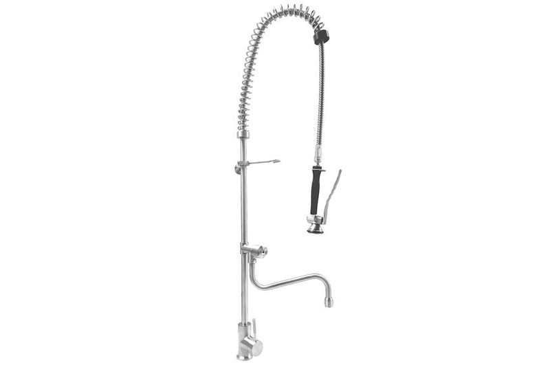 ENKELGATS VOORSPOELDOUCHE TAFELMODEL RVS INCL.KWARTSLAG TUSSENKRAAN - EENGREEPS